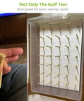 Hand holding 250 Pack Bamboo Golf Tees 2.75 Inch Ultra Durable Tees That Are Stronger Than Wood Biodegradable Eco Friendly Low Friction