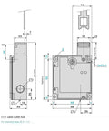 Rock Solid Industrial Safety Door Switch With Solenoid Guard Lock And Hardcore Interlock System Built For Heavy Use dimensions and specifications diagram.