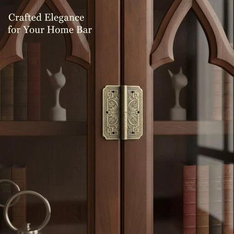 No Fuss Surface Mount Decorative Hinge In Solid Copper Bronze Finish For Cabinet Doors on wooden cabinet, 4.3 x 2.4 inches