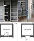 Hidden Pivot Hinges For Secret Doors And Bookcases, Heavy Duty Wood Door Hardware, supports up to 880 lb, installed example