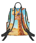 Cool Giraffe Desert Print Sunglasses Dual-Shoulder Backpack, Lightweight Laptop Daypack With Big Capacity For Work Travel Hiking School