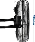 Side view of 18 Inch Heavy Duty Industrial Floor Fan With 3 Speed High Velocity Airflow, Metal Construction, Ball Bearing Motor, Black Finish