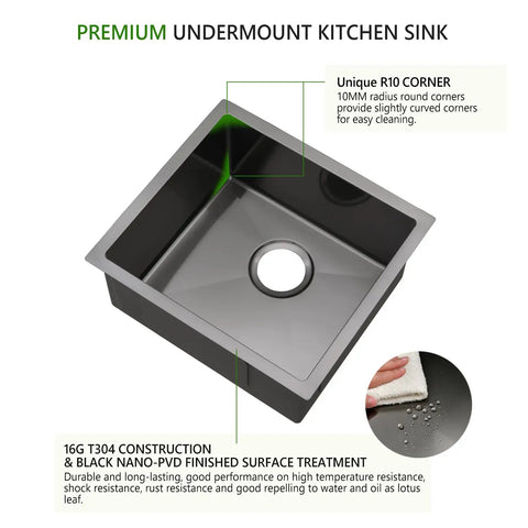 Image of 17x15 Black Undermount Bar Sink Built To Last For Home Bars And Prep Stations Pro Grade Heavy Duty Stainless Steel