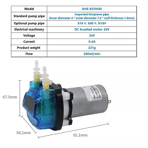 1pc Khs Svp3n40 Mini Peristaltic Pump With 12V Or 24V Motor High Flow Self Priming For Liquid Transfer Accurate Dosing Super Reliable Compact Design Easy To Install Anywhere Fast Delivery