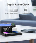 Must Have All In One MagSafe Wireless Charging Station With Alarm Clock And Night Light Five In One Dock displayed on table