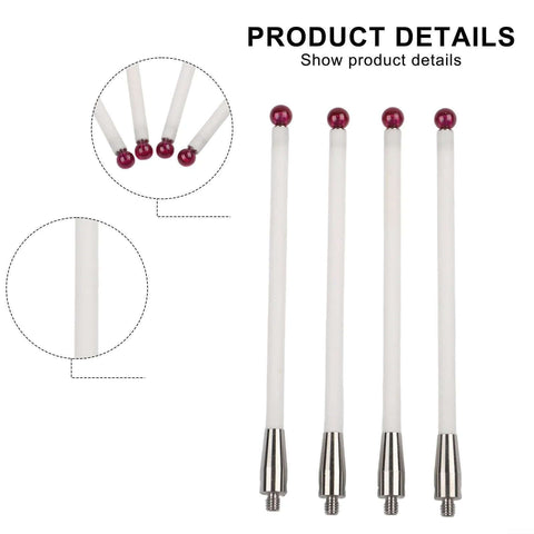 ArtHoval 4-piece CMM touch probe stylus set with ceramic stems and Ø6mm red balls, threaded shanks