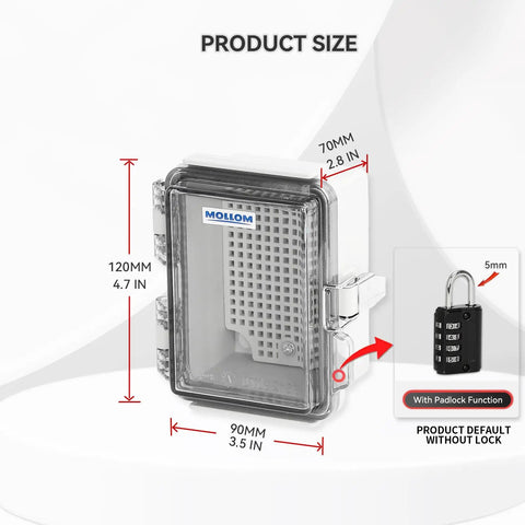 Rugged Outdoor Junction Box With IP67 Waterproof Rating And Hinged Transparent Cover, Stainless Steel Latch (120x90x70mm)