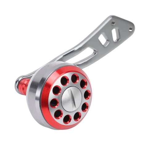 Upgrade Your Gear With This Sweet Pongnas Aluminum Alloy Baitcasting Reel Power Handle, Featuring A Lightweight Ergonomic Grip Knob And Universal Fit Kit For Smooth Casting Action Perfect For Red Fishing Adventures., aluminum alloy baitcasting reel handle with red ergonomic knob