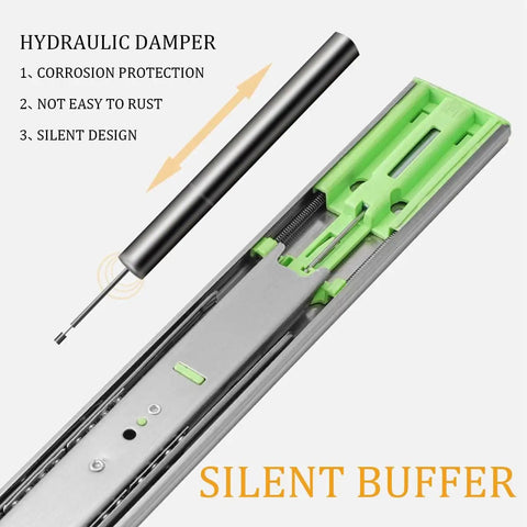 Soft Close Full Extension Drawer Slides 10 Inch 1 Pair Heavy Duty Ball Bearing Side Mount Rails With Quiet Damping 100 Lb Load Capacity