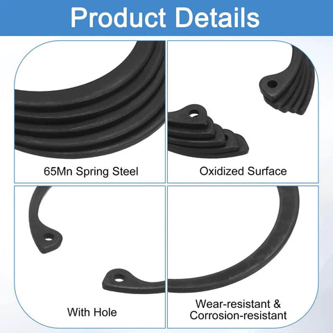 Built To Last Heavy Duty 1 Inch Internal Retaining Ring Circlip Set Of 20 For Grooved Shafts And Studs 65Mn Spring Steel Black