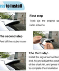 Installation steps for Shark Fin Antenna Cover Universal Roof Aerial With Adhesive Tape For Cars Trucks SUVs Silver Plastic Exterior Decor Easy Install, Slick Signal Booster, Fits Slightly Curved Or Flat Surfaces, Car Truck SUV Compatible.