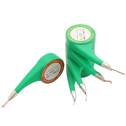 High Speed Heat Conducting Soldering Wicks For PCB Repair 1.5mm 2mm 3mm tools with green handles and metal tips
