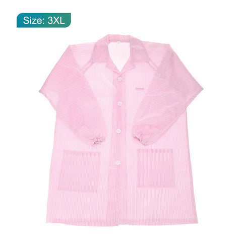 Skip The Zap When You Rock This Pink Esd Lab Coat Unisex Anti Static Work Jacket With Conductive Fiber For Electronics Assembly and Heavy Duty Shop Floor Tasks in 3XL size.