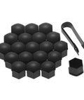 21 Piece Car Wheel Nut Cap Set With 21mm Universal Lug Covers And Remover Clip Black Waterproof Dustproof All Weather Hub Bolt