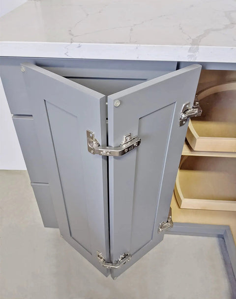 Heavy Duty Stainless Steel Lazy Susan Cabinet Hinges 2 Pack Boast 135 Degree Wide Swing for grey bi-fold kitchen doors.