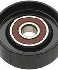 Premium Aftermarket Idler Pulley For General Motors Chevy Cadillac Direct Fit Durable steel bearing with red seal.