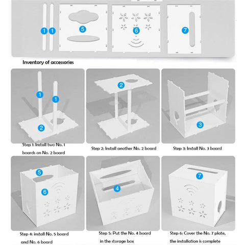 Assembly instructions for Versatile Cable Organizer Box For Routers Set Top Boxes And Power Strips Hidden Cord Storage With Double Layer Shelf Ventilated PVC Case For TV Computer And Home Office Keeps Cables Neat And Out Of Sight.