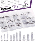 96 Piece Clevis Pin And Round Pin Assortment Kit In 304 Stainless Steel M3 M4 M5 Flat Head Pins With Holes T Shape And Round Pins 12 Types Stored In Plastic Box