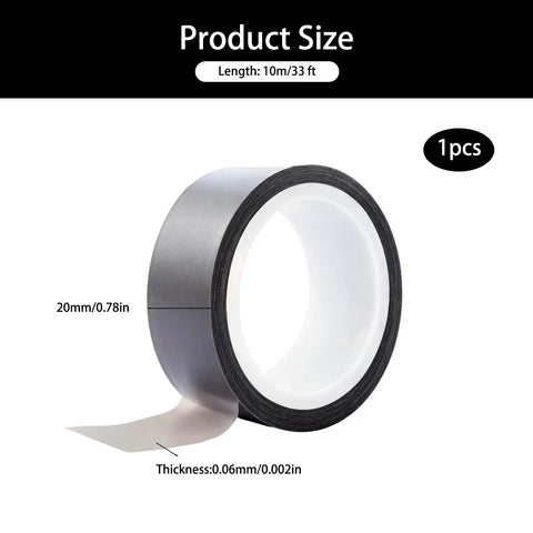 Heavy Duty PTFE Film Tape 0.8 Inch By 33 Ft High Temp 0.06mm Thick With Single Sided Adhesive For Hand Impulse Sealers And Vacuum Sealer Machines Gray