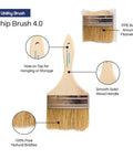 36 Pack 4 Inch Chip Paint Brushes With White Bristles And Light Brown Handles Square Trim Disposable Grab-And-Go Budget-Friendly