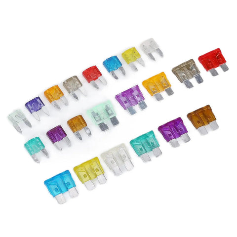 Colorful fuses from 243 Piece Electrical Terminal Kit For Cars Boats And RVs With Puller All In One Automotive Wiring Assortment