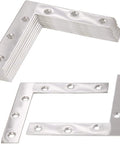 Stainless Steel L Shape Flat Corner Brace Bracket For Wood And Metal Shelves Cabinets And Furniture, 150 x 150 mm, 6 Holes, 2 mm Thick