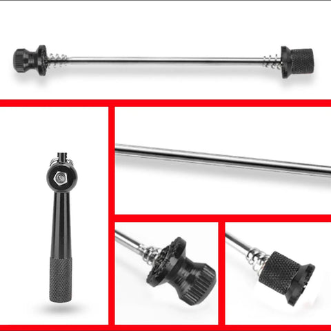 Collage of Bike Quick Release Skewer Set Black Anti Theft Locking Skewers Aluminum Alloy For Road Bike Wheels Lightweight System