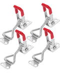 Heavy Duty Toggle Latches Set of 4 With Adjustable Metal Joints for Doors, Cabinets and Boxes, Strong Pull Capacity, Buckle Joint Design for Quick Install and Secure Latching, galvanized iron set with red handles