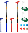 Adjustable Putter Mini Golf Set With Retractable 16 To 36 Inch Shaft, 2 Golf Clubs, 6 Balls, 2 Cups With Flags, Right Or Left Handed