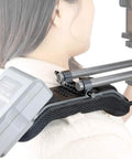 Steady Shoulder Mount And Pad For DSLR Camcorders And DV Cameras With 15mm Rail System Ergonomic Shoulder Rig in use on woman