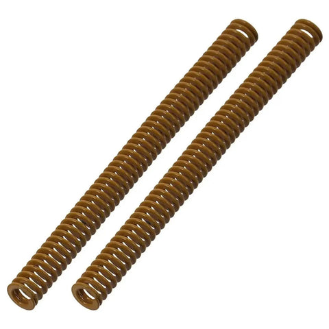 Premium 8Pcs 3D Printer Die Springs Kit In OD8 Or 10MM Sizes Featuring Bright Yellow Finish For Light Load Compression. Boost Your Leveling Game With Ultra Durable Mold Springs That Crush Resistance And Stay Strong Through Cycles. Two brown steel die springs for 3D printer bed leveling