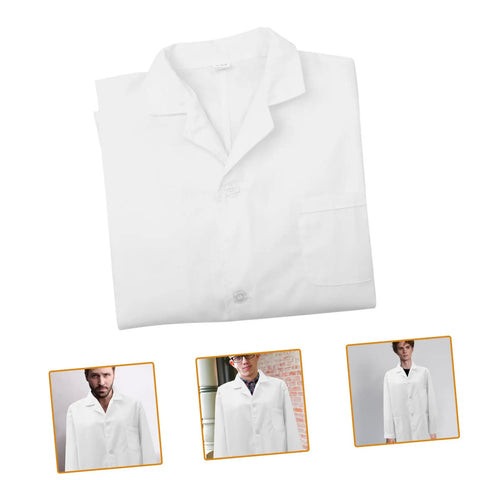 Snug Fit Lab Coat For Men Comfortable Medical Coat For Docs And Students Versatile Lab Wear folded with collar visible