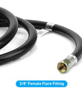Stanbroil propane regulator hose, 10 ft black hose with 3/8 in female flare fitting