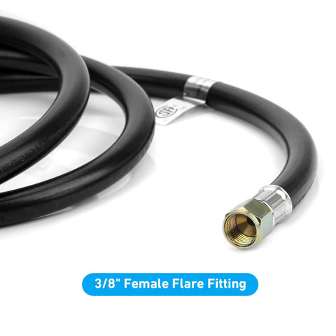 Stanbroil propane regulator hose, 10 ft black hose with 3/8 in female flare fitting