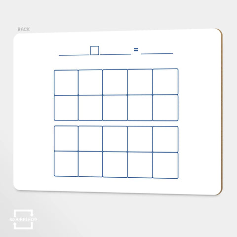 Dry Erase Ten Frame Area Model Board for Kids 9 by 12 inch double sided whiteboard for math practice with ten frames and area model.