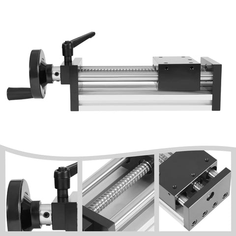 Rock Solid Dual Optical Axis Manual Sliding Table With 100mm Travel CNC Linear Rail Guide Aluminum Alloy Slide Stage For Precise Non Standard Automation And Heavy Duty Micro Machining, side view