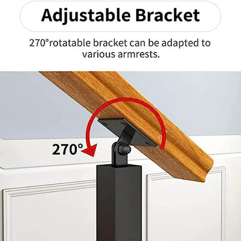 Rock Solid Heavy Duty Side Mount Railing Kit Featuring Powder Coated Wrought Iron Balusters And Support Columns Ideal For Balcony Deck Patio Stairs Project Approx 30 Inch Black Finish adjustable bracket showing 270° rotation capability.
