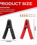 Beast Grade Four Piece Alligator Clamps for 12 Volt rides, showing red and black clamps with 4.37" and 6.3" lengths.