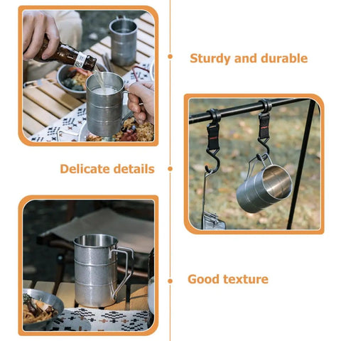 Stainless Steel Water Cup 350ml Multi Function Camping Mug With Smooth Edges Design Silver For Outdoor Adventures And Picnics