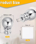 Two Ball Lamp Finials In Silver Metal One And A Half Inch Tall With Standard Harp Thread Quarter Inch By Twenty Seven Fits Most Lamps Includes Cleaning Cloth Your Go To Table And Floor Lighting Decor showing product dimensions.