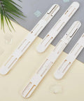 Super Slick White Plastic Pull Out Rails For Baskets And Bins Self Adhesive Drawer Slides Side Mounted Cabinet Tracks Heavy Duty Storage Glides on a light background.