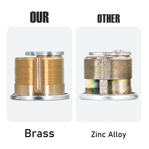 Comparison of solid brass vs. zinc alloy cylinders for Mortise Door Lock With Thumbturn For Aluminum Storefront Doors 1-1/8 Backset Easy Install