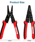 8 Inch Third Generation Pro Grade Wire Stripping And Crimping Tool With 5 In 1 Functionality for 10 to 22 AWG shown in two positions