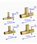 Brass T Shaped Hose Fittings Gear For 8mm 10mm 14mm 16mm Quick Connectors Water Separator For Garden Air And Gas Lines 50 Pieces Durable Multi Size Tee Adapters Easy Install, 16mm brass tee fitting