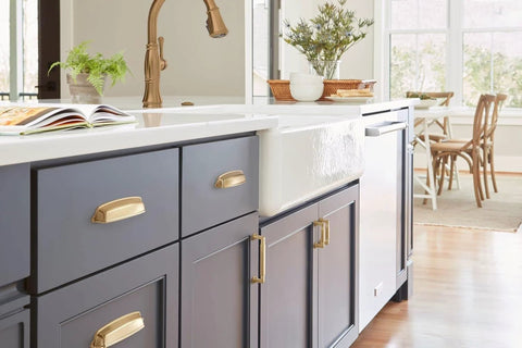 Stature Champagne Bronze Cabinet Pull 5-1/16 Inch Center-to-Center Drawer Handle on kitchen cabinetry