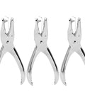 Heavy Duty Stainless Steel 3mm Hole Punch Set Handheld Paper Punch Pliers For DIY Tickets And Crafts, 3 Pack, front view