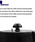 Two Pack Spring Loaded Brew Basket Stopper Kit For Universal Coffee Machines on top of a coffee maker base