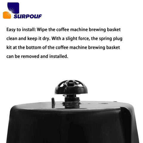 Two Pack Spring Loaded Brew Basket Stopper Kit For Universal Coffee Machines on top of a coffee maker base