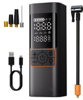 Beefy Portable Tire Inflator Air Compressor With 180 PSI, Dual Digital Gauge, Fast 32 L Per Min Inflation, Auto Shutoff, includes accessories