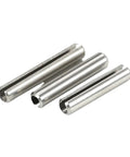 304 Stainless Steel Slotted Split Spring Pins M1.5 To M3.5 Diameter, M3x35 Length, 50 Piece Pack, close-up view of three pins